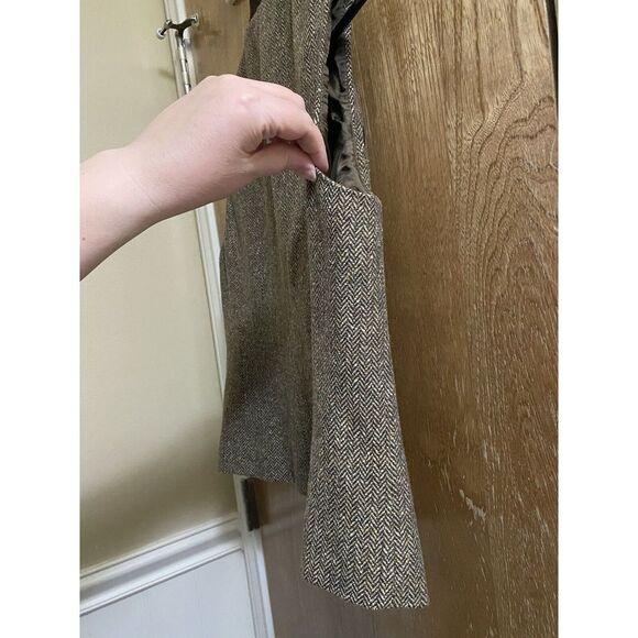 Talbots Vest Womens Small Petite Brown Wool Silk Herringbone Tweed Velvet Leaves - Picture 9 of 13